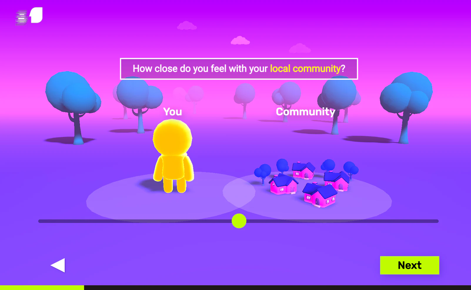 Final survey closeness slider asking about community