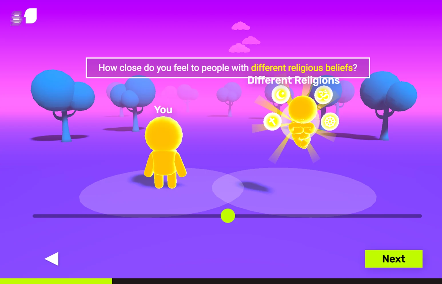 Final survey closeness slider asking about people with other beliefs