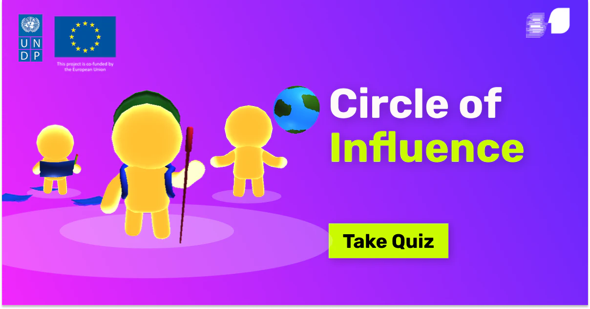 Circle of Influence Take Quiz card with UNDP and EU logos