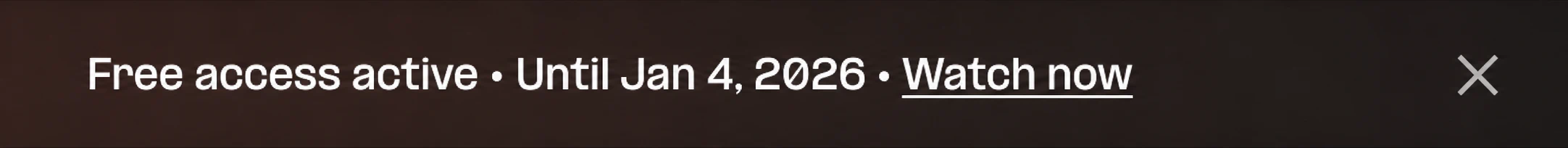 WWJD free-access campaign banner showing the active access period and Watch now action